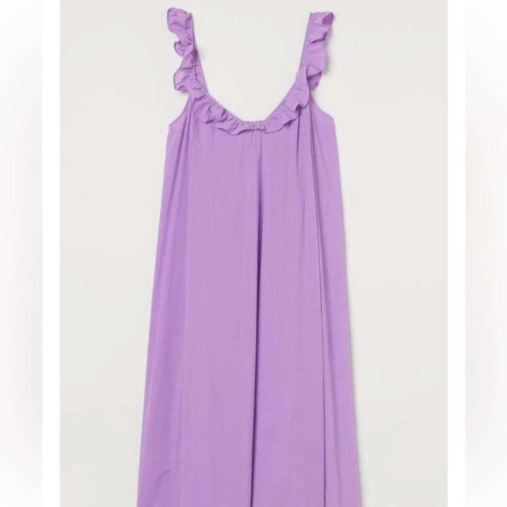 H&M purple flounce sleeve cotton dress